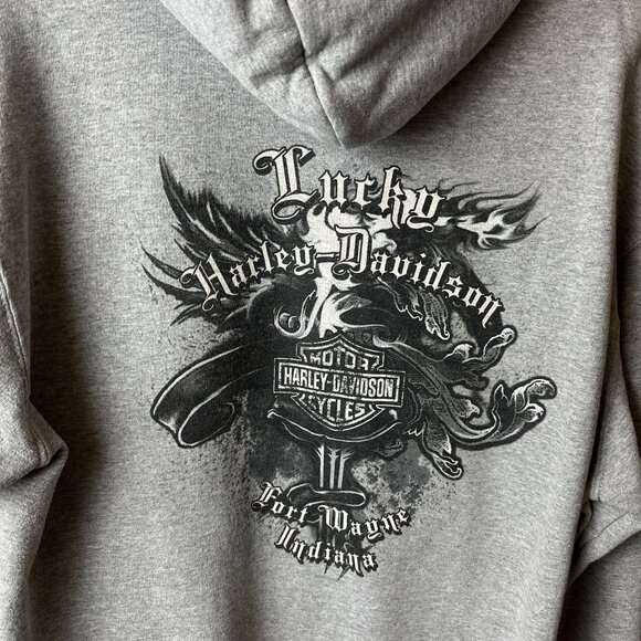 Harley Davidson Fort Wayne Indiana Hoodie Adult Gray Large Graphic - Picture 8 of 16